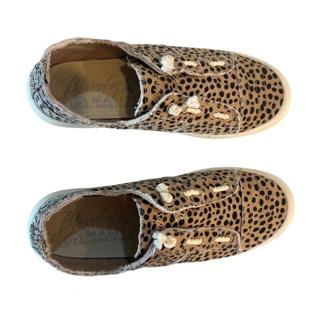 Blowfish Malibu Sneakers Women 8.5M Beachside Low Top Pixie‎ Cheetah Fabric - Picture 4 of 11